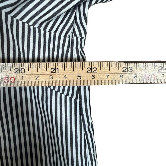 J.Crew Navy White Striped Funnelneck Pullover Top Cotton Poplin Size 14 - Picture 8 of 9